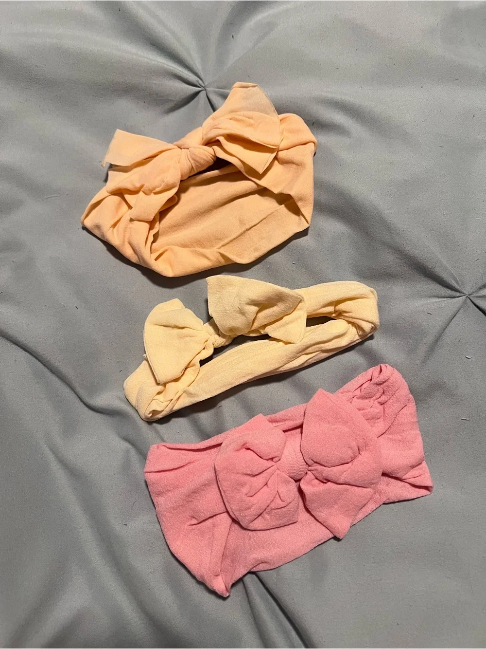 Sew Sweet Minky Design Baby pastel Bow Hair Accessories - Peach, pink, yellow
